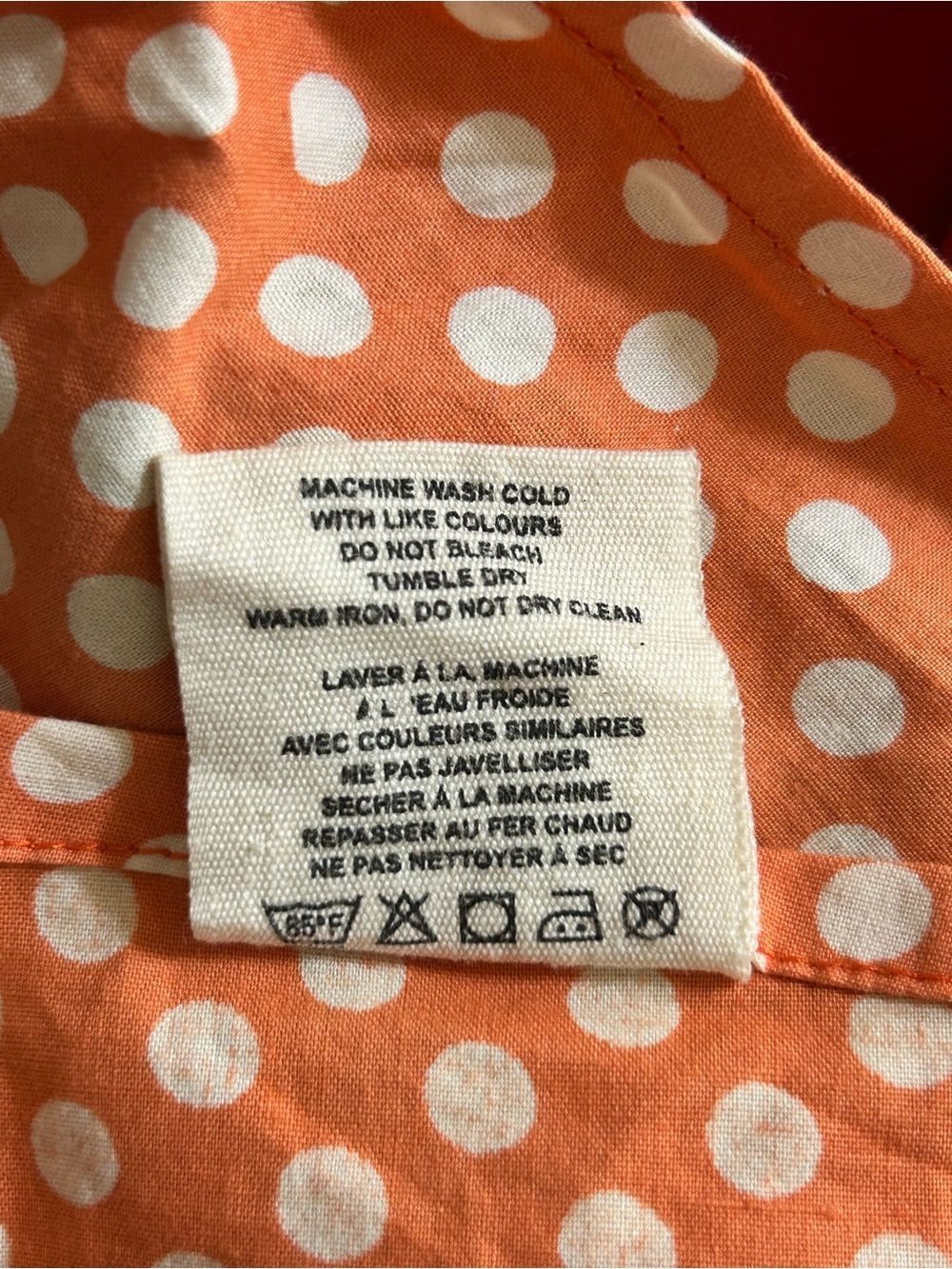 Anthropologie Floral Polka Dot Apron - Orange & Red - Picture 6 of 6